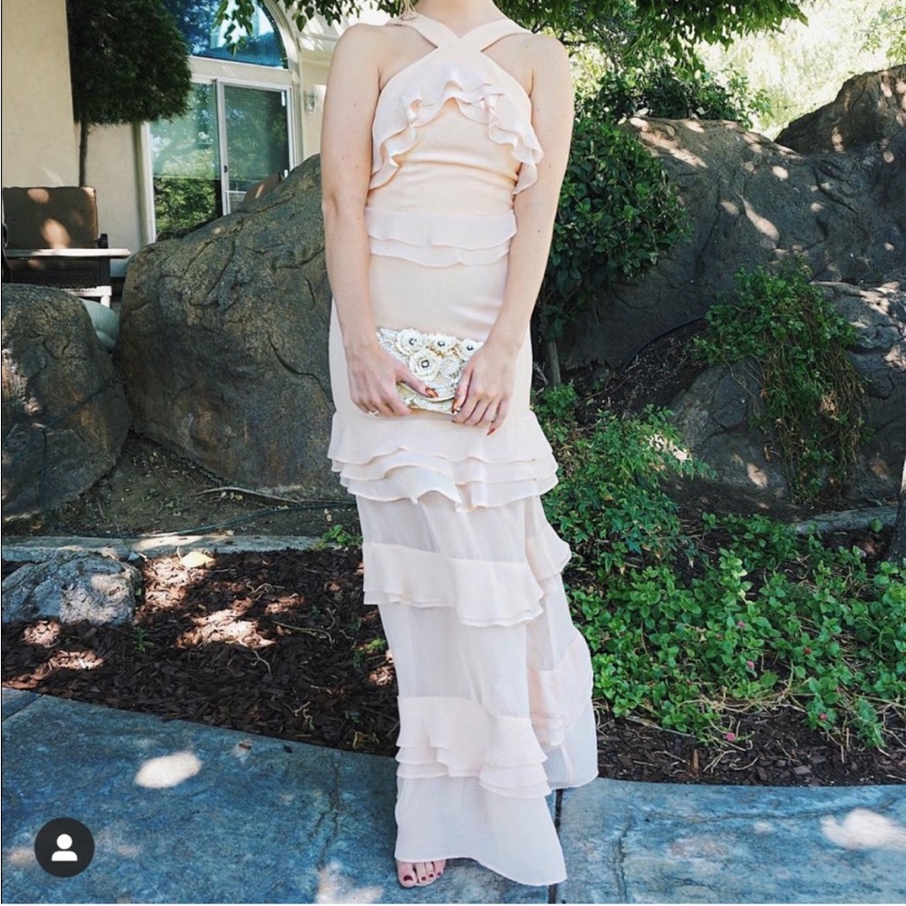 Pale Pink Ruffle Maxi Dress